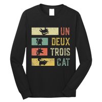 Vintage Retro 70s 80s 90s Un Deux Trois Cat Funny Cat Lover Long Sleeve Shirt