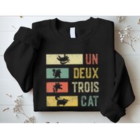 Vintage Retro 70s 80s 90s Un Deux Trois Cat Funny Cat Lover Sweatshirt