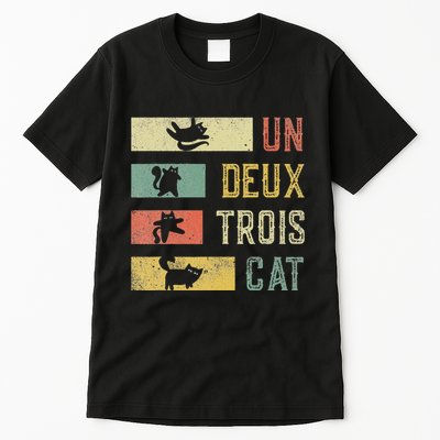 Vintage Retro 70s 80s 90s Un Deux Trois Cat Funny Cat Lover Tall T-Shirt