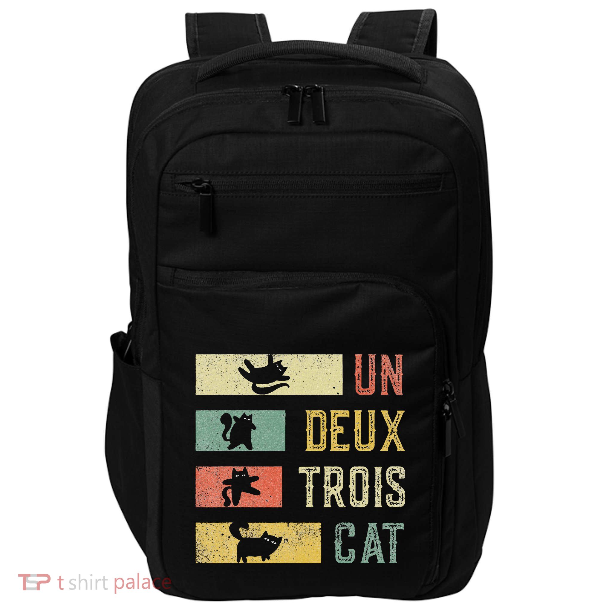 Vintage Retro 70s 80s 90s Un Deux Trois Cat Funny Cat Lover Impact Tech Backpack