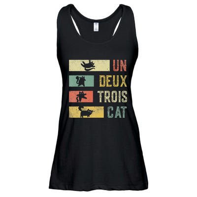Vintage Retro 70s 80s 90s Un Deux Trois Cat Funny Cat Lover Ladies Essential Flowy Tank