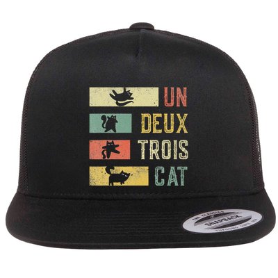 Vintage Retro 70s 80s 90s Un Deux Trois Cat Funny Cat Lover Flatbill Hat