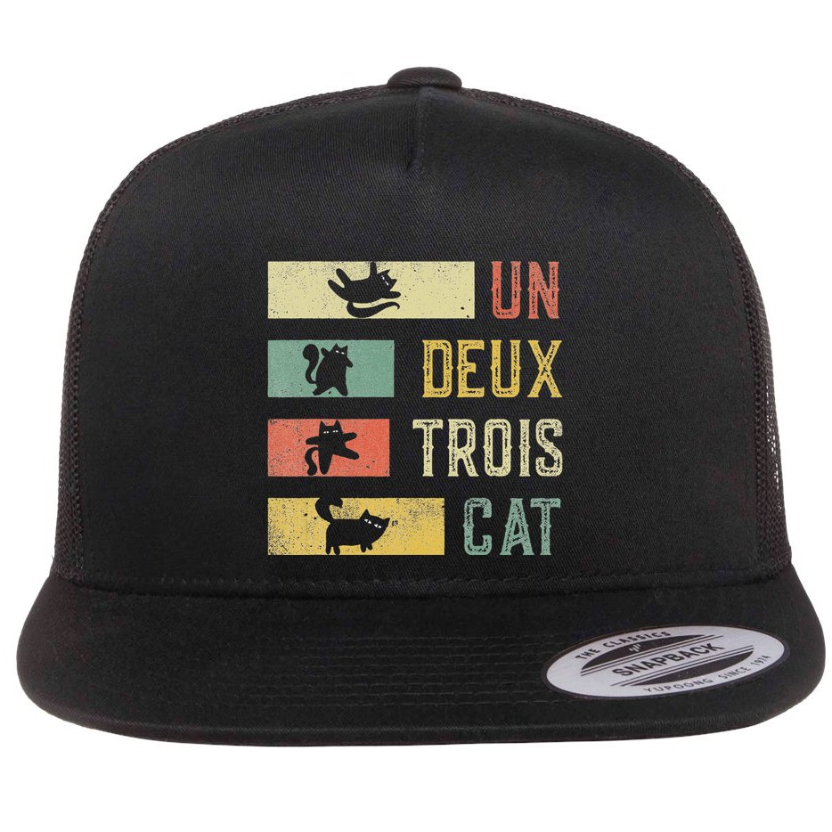 Vintage Retro 70s 80s 90s Un Deux Trois Cat Funny Cat Lover Flatbill Hat