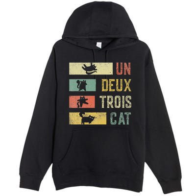 Vintage Retro 70s 80s 90s Un Deux Trois Cat Funny Cat Lover Premium Pullover Hoodie