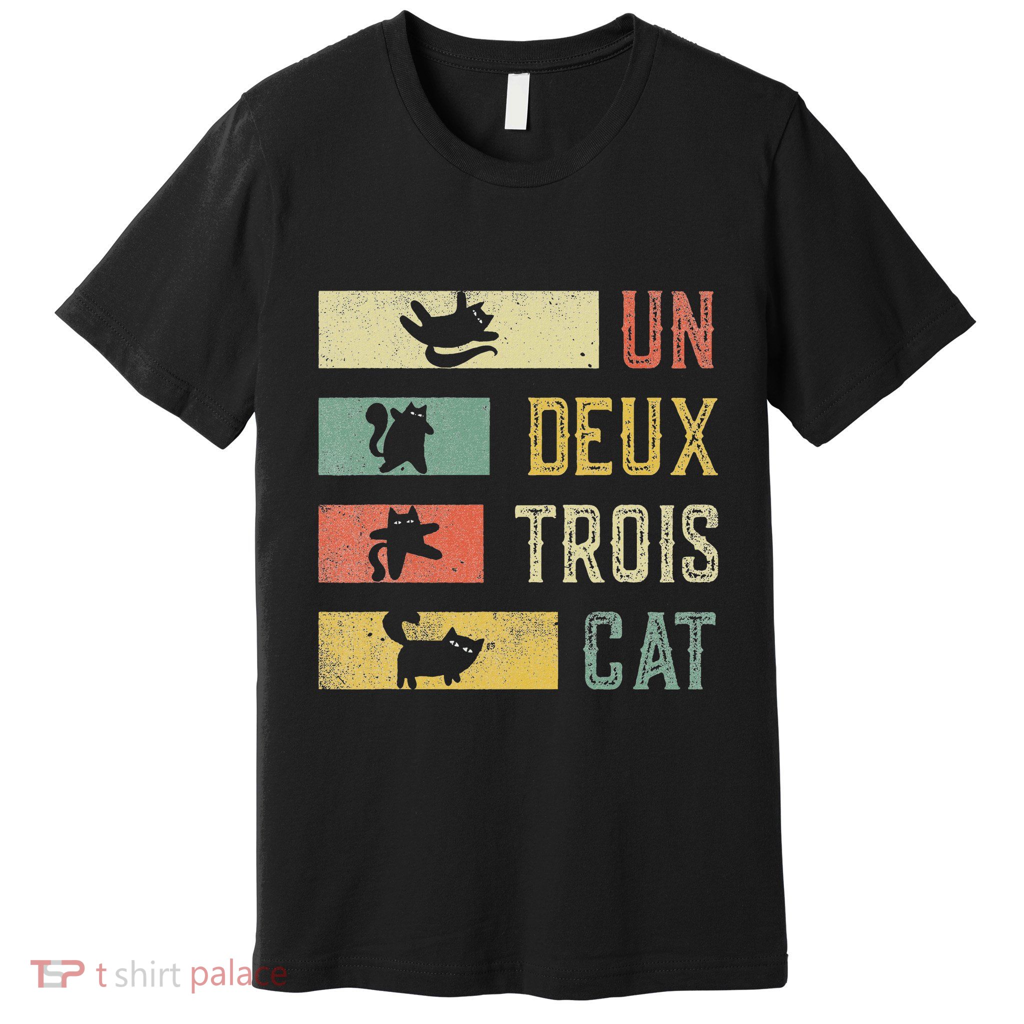 Vintage Retro 70s 80s 90s Un Deux Trois Cat Funny Cat Lover Premium T-Shirt