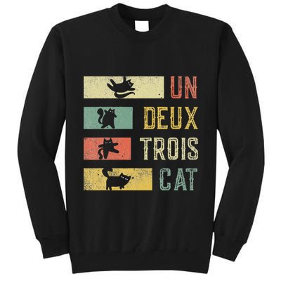 Vintage Retro 70s 80s 90s Un Deux Trois Cat Funny Cat Lover Tall Sweatshirt