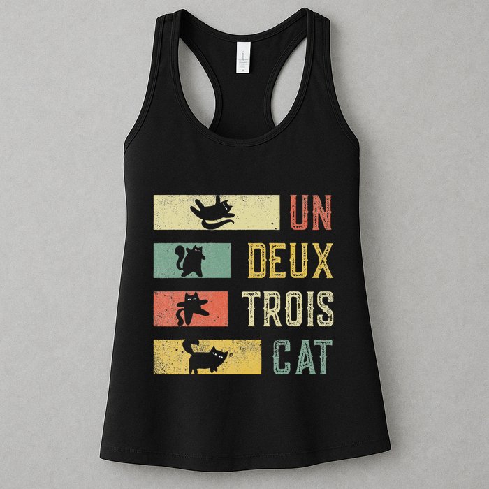 Vintage Retro 70s 80s 90s Un Deux Trois Cat Funny Cat Lover Womens Tank Top