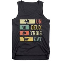 Vintage Retro 70s 80s 90s Un Deux Trois Cat Funny Cat Lover Tank Top