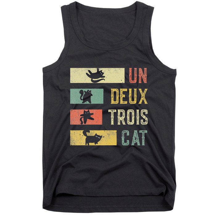 Vintage Retro 70s 80s 90s Un Deux Trois Cat Funny Cat Lover Tank Top
