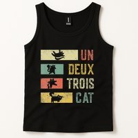 Vintage Retro 70s 80s 90s Un Deux Trois Cat Funny Cat Lover Tank Top