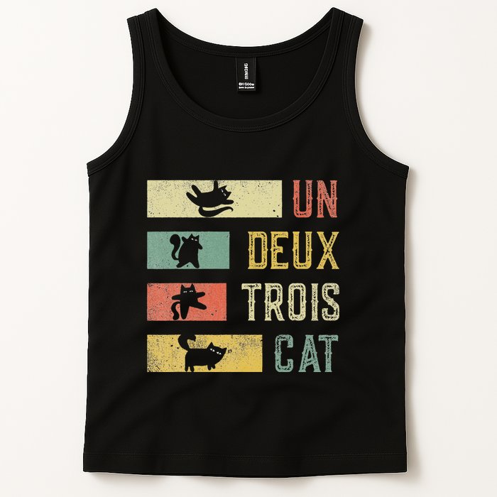 Vintage Retro 70s 80s 90s Un Deux Trois Cat Funny Cat Lover Tank Top