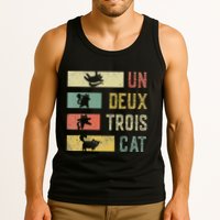 Vintage Retro 70s 80s 90s Un Deux Trois Cat Funny Cat Lover Tank Top