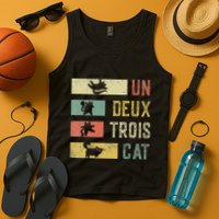 Vintage Retro 70s 80s 90s Un Deux Trois Cat Funny Cat Lover Tank Top