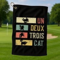 Vintage Retro 70s 80s 90s Un Deux Trois Cat Funny Cat Lover Golf Towel