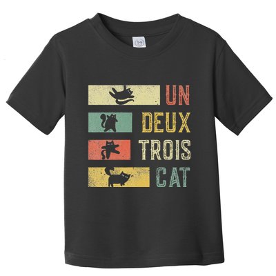 Vintage Retro 70s 80s 90s Un Deux Trois Cat Funny Cat Lover Toddler T-Shirt