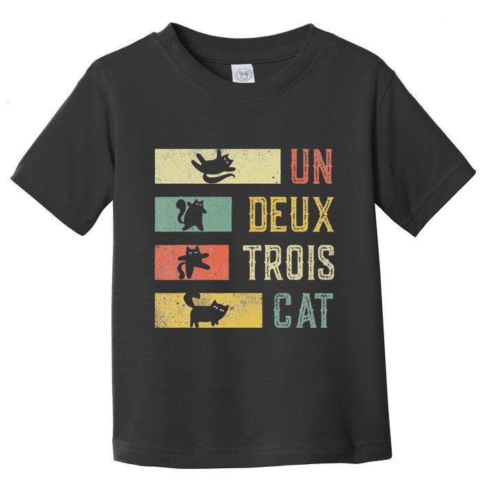 Vintage Retro 70s 80s 90s Un Deux Trois Cat Funny Cat Lover Toddler T-Shirt