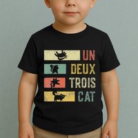 Vintage Retro 70s 80s 90s Un Deux Trois Cat Funny Cat Lover Toddler T-Shirt