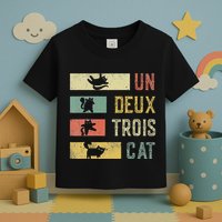 Vintage Retro 70s 80s 90s Un Deux Trois Cat Funny Cat Lover Toddler T-Shirt