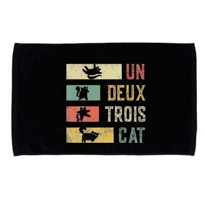 Vintage Retro 70s 80s 90s Un Deux Trois Cat Funny Cat Lover Microfiber Hand Towel