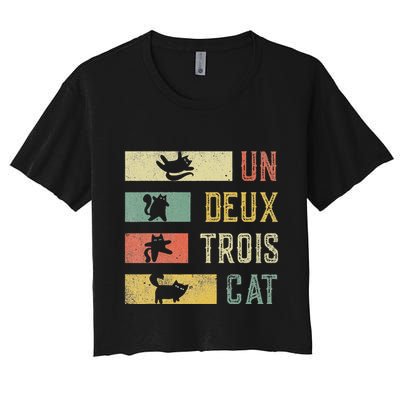 Vintage Retro 70s 80s 90s Un Deux Trois Cat Funny Cat Lover Crop Top