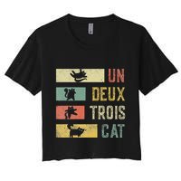 Vintage Retro 70s 80s 90s Un Deux Trois Cat Funny Cat Lover Crop Top