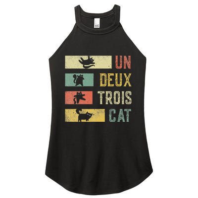 Vintage Retro 70s 80s 90s Un Deux Trois Cat Funny Cat Lover Women's Perfect Tri Rocker Tank