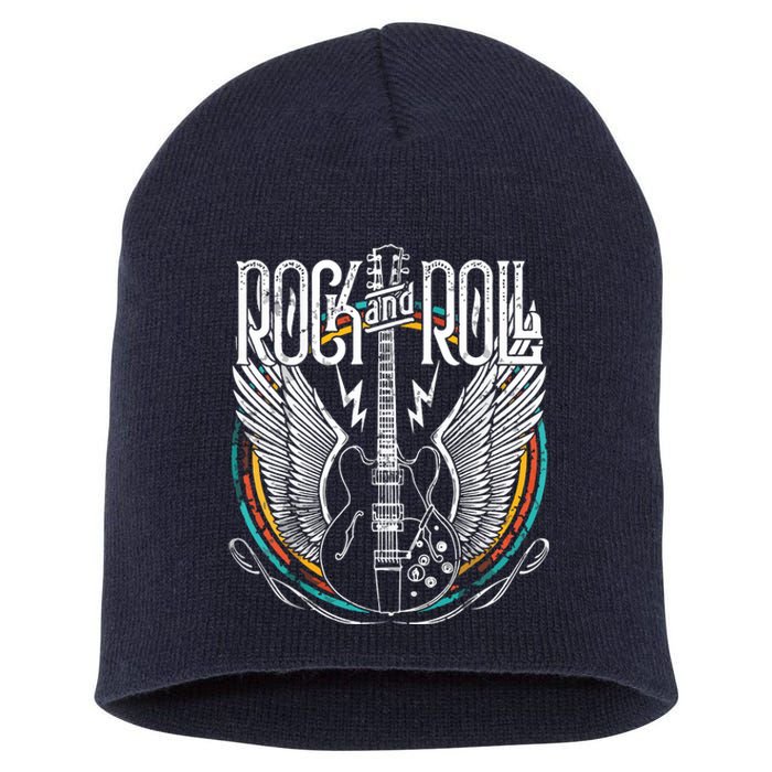 Vintage Retro 80s Rock Roll Music Guitar Wings Short Acrylic Beanie