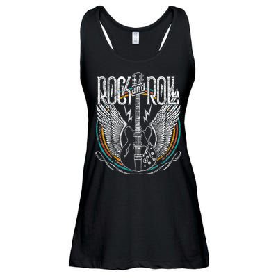 Vintage Retro 80s Rock & Roll Music Guitar Wings Ladies Essential Flowy Tank