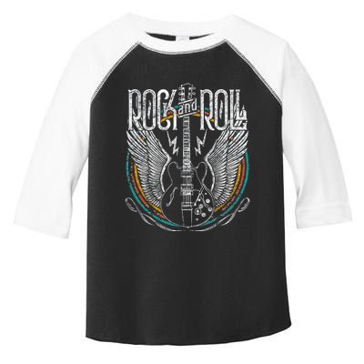 Vintage Retro 80s Rock & Roll Music Guitar Wings Toddler Fine Jersey T-Shirt