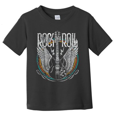 Vintage Retro 80s Rock & Roll Music Guitar Wings Toddler T-Shirt