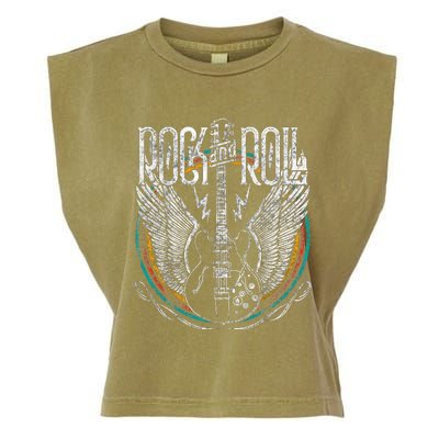 Vintage Retro 80s Rock & Roll Music Guitar Wings Garment-Dyed Women's Muscle Tee