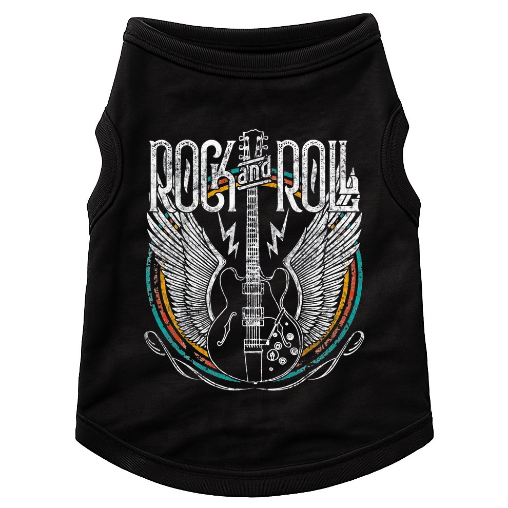 Vintage Retro 80s Rock & Roll Music Guitar Wings Doggie Tank