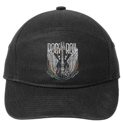 Vintage Retro 80s Rock & Roll Music Guitar Wings 7-Panel Snapback Hat