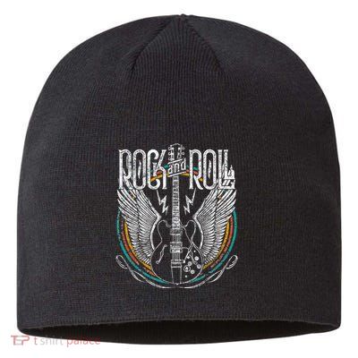 Vintage Retro 80s Rock & Roll Music Guitar Wings Sustainable Beanie