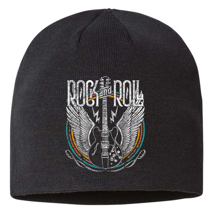 Vintage Retro 80s Rock & Roll Music Guitar Wings Sustainable Beanie