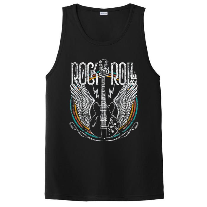 Vintage Retro 80s Rock & Roll Music Guitar Wings PosiCharge Competitor Tank