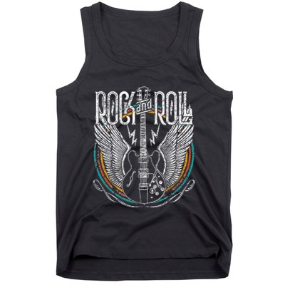 Vintage Retro 80s Rock & Roll Music Guitar Wings Tank Top