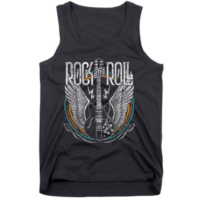 Vintage Retro 80s Rock & Roll Music Guitar Wings Tank Top