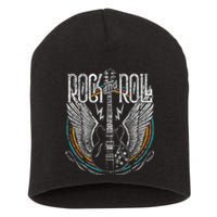 Vintage Retro 80s Rock & Roll Music Guitar Wings Short Acrylic Beanie