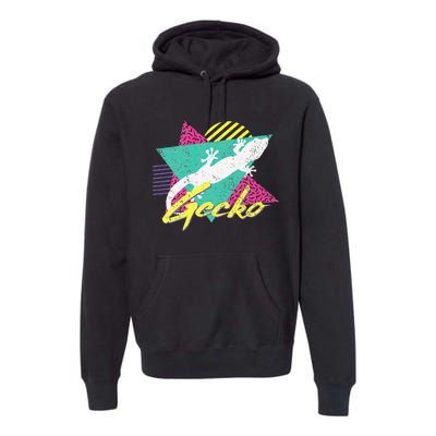 Vintage Retro 80s Or 90s Gecko Lizard Premium Hoodie