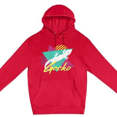 Vintage Retro 80s Or 90s Gecko Lizard Premium Pullover Hoodie