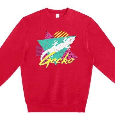 Vintage Retro 80s Or 90s Gecko Lizard Premium Crewneck Sweatshirt