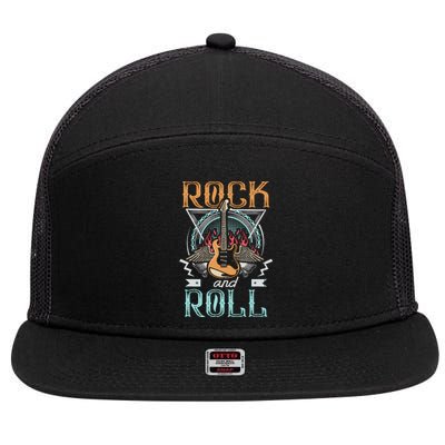 Vintage Retro 80s Rock & Roll Music Guitar Wings 7 Panel Mesh Trucker Snapback Hat