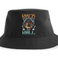 Vintage Retro 80s Rock & Roll Music Guitar Wings Sustainable Bucket Hat