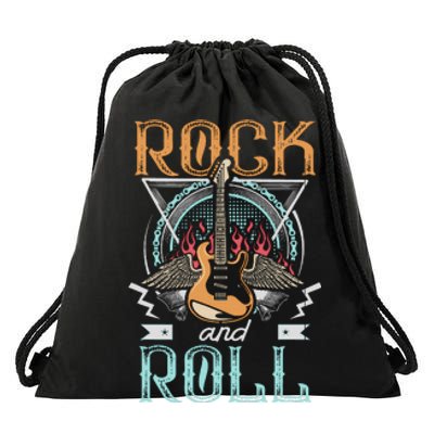 Vintage Retro 80s Rock & Roll Music Guitar Wings Drawstring Bag