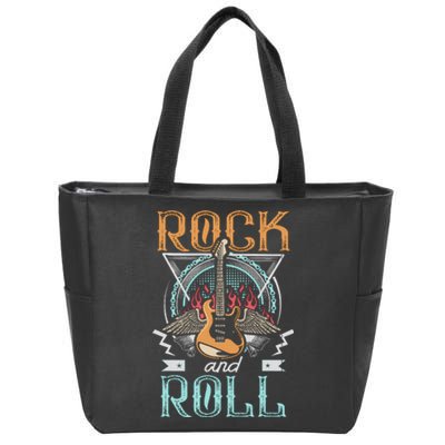 Vintage Retro 80s Rock & Roll Music Guitar Wings Zip Tote Bag