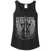 Vintage Retro 80s Rock & Roll Music Guitar Wings Ladies Essential Tank