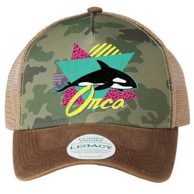 Vintage Retro 80s Or 90s Orca Killer Whale Gift Legacy Tie Dye Trucker Hat