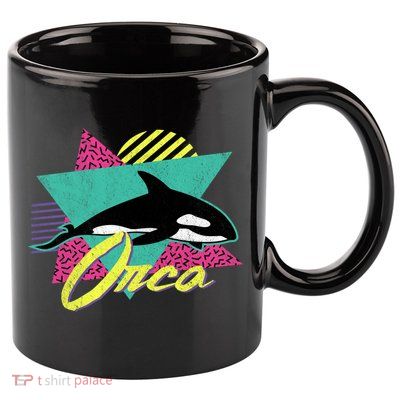 Vintage Retro 80s Or 90s Orca Killer Whale Gift 11oz C Handle Ceramic Mug
