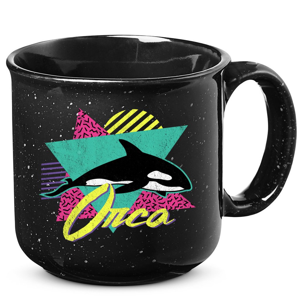 Vintage Retro 80s Or 90s Orca Killer Whale Gift 15oz Campfire Ceramic Mug